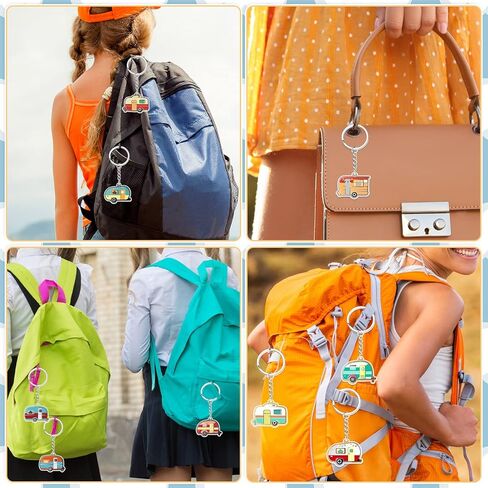 10 قطع سلسلة مفاتيح التخييم RV Camper Keychain Accessories Camper Decor Travel Camper Keychain Happy Camper Keychain هدايا التخييم سلسلة المفاتيح للرجال والنساء المراهقات السفر لمحبي التخييم in Kuwait