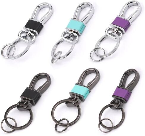 ميزدير خطاف سلسلة مفاتيح بحلقة تثبيت، مشابك سلسلة مفاتيح دوارة مع 12 حلقة مفاتيح، منظم حامل مفاتيح لمستلزمات البحث عن مفاتيح السيارة، اسود/ارجواني/ازرق، مقاس M, أسود/أرجواني/أزرق, Medium in Kuwait