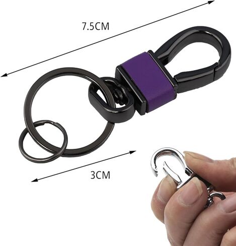 ميزدير خطاف سلسلة مفاتيح بحلقة تثبيت، مشابك سلسلة مفاتيح دوارة مع 12 حلقة مفاتيح، منظم حامل مفاتيح لمستلزمات البحث عن مفاتيح السيارة، اسود/ارجواني/ازرق، مقاس M, أسود/أرجواني/أزرق, Medium in Kuwait