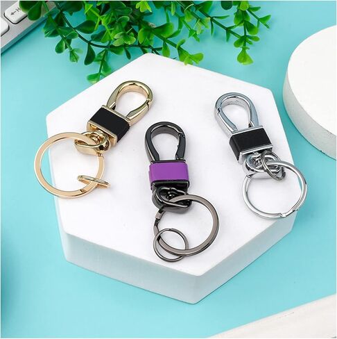 ميزدير خطاف سلسلة مفاتيح بحلقة تثبيت، مشابك سلسلة مفاتيح دوارة مع 12 حلقة مفاتيح، منظم حامل مفاتيح لمستلزمات البحث عن مفاتيح السيارة، اسود/ارجواني/ازرق، مقاس M, أسود/أرجواني/أزرق, Medium in Kuwait