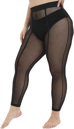 MANZI Women's Sheer Mesh Tights Fashion Casual See Through Stockings Leggings Pants in Saudi Arabia