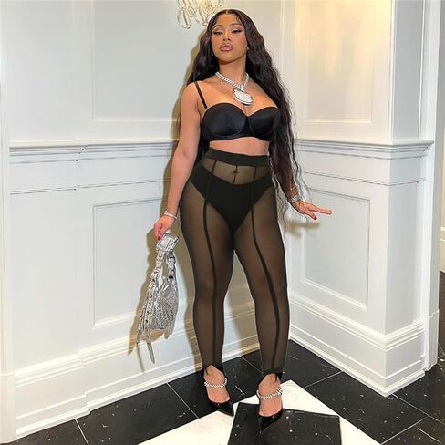 MANZI Women's Sheer Mesh Tights Fashion Casual See Through Stockings Leggings Pants in Saudi Arabia