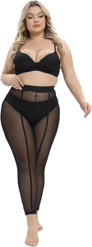 MANZI Women's Sheer Mesh Tights Fashion Casual See Through Stockings Leggings Pants in Saudi Arabia