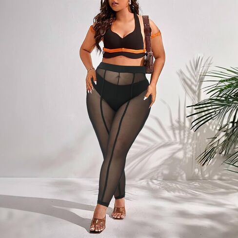 MANZI Women's Sheer Mesh Tights Fashion Casual See Through Stockings Leggings Pants in Saudi Arabia