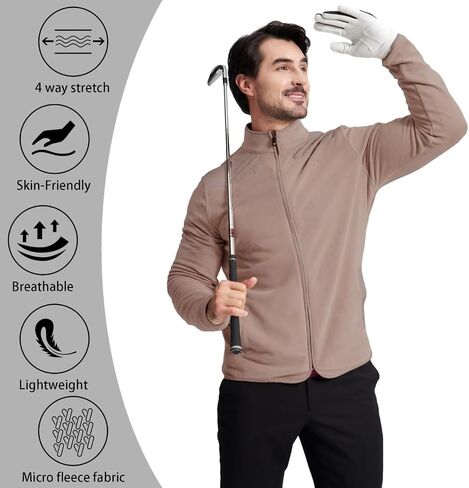 M MAELREG Fleece Jacket Men Full Zip Casual Stylish Soft Sport Mock Neck Golf Polar Fleece Microfleece Jackets for Men in Saudi Arabia