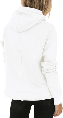 KIRUNDO Women's Casual Cotton Long Sleeve Fleece Hoodies Sweatshirt 2023 Fall Winter Fashion Loose Drawstring Pullover in Saudi Arabia