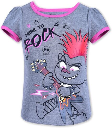 Universal Trolls Girls 3 Pack Short Sleeve T-Shirt for Toddler and Little Kids – Grey/Pink/Yellow in Saudi Arabia