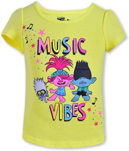 Universal Trolls Girls 3 Pack Short Sleeve T-Shirt for Toddler and Little Kids – Grey/Pink/Yellow in Saudi Arabia