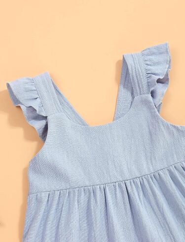 Hipea Toddler Baby Girls' Dresses Outfits Sleeveless Backless Colour Block Dress Kids Casual Beach Dresses in Saudi Arabia