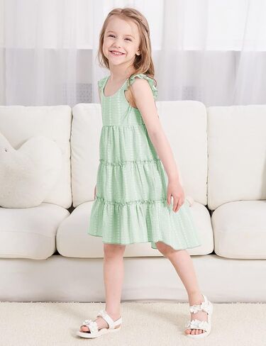 Hipea Toddler Baby Girls' Dresses Outfits Sleeveless Backless Colour Block Dress Kids Casual Beach Dresses in Kuwait