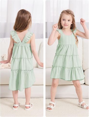 Hipea Toddler Baby Girls' Dresses Outfits Sleeveless Backless Colour Block Dress Kids Casual Beach Dresses in Kuwait