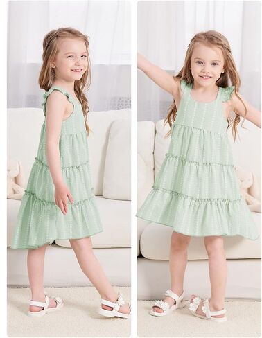 Hipea Toddler Baby Girls' Dresses Outfits Sleeveless Backless Colour Block Dress Kids Casual Beach Dresses in Kuwait
