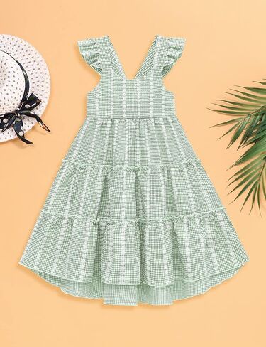 Hipea Toddler Baby Girls' Dresses Outfits Sleeveless Backless Colour Block Dress Kids Casual Beach Dresses in Kuwait