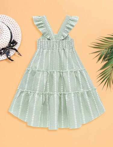 Hipea Toddler Baby Girls' Dresses Outfits Sleeveless Backless Colour Block Dress Kids Casual Beach Dresses in Kuwait