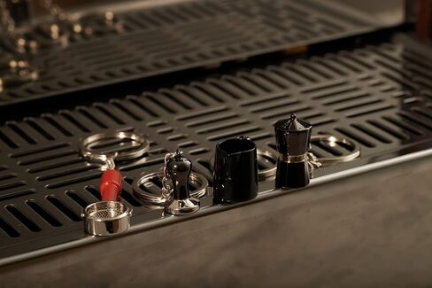 IKAPE Espresso Coffee Souvenir Pendant, Mini Latte Art Pitcher, Tamper, Portafilter & Moka Pot Keychain Pendant, You & His Barista Pendant, Barista Essential Souvenir Accessories(4 Pack) in Kuwait