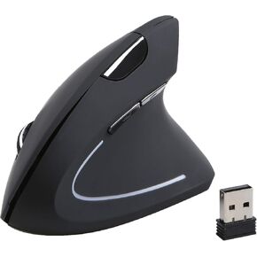 جيليد سوليوشنز ماوس لاسلكي عمودي مريح 2.4G لاسلكي من ابيكس - 3 اوضاع نقطة لكل بوصة - ازرار التالية/السابقة - التوصيل والتشغيل - مستقبل USB متضمن - اسود in Kuwait