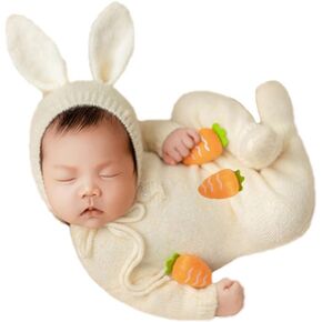 كيوت بيفوتو بدلة تصوير للاطفال حديثي الولادة بتصميم ارنب للاولاد والبنات الرضع من الكروشيه in Kuwait