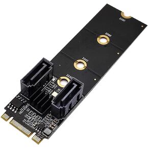 NFHK NGFF Key B+M PCI Express to SATA 3.0 6Gbps ثنائي المنافذ محول عمودي محول بطاقة تمديد القرص الصلب JMB582 2230 2242 2260 2280 in Saudi Arabia