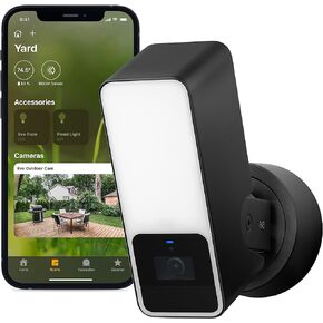 كاميرا Eve الخارجية (الإصدار الأبيض) - كاميرا الإضاءة الكاشفة الآمنة، (فيديو HomeKit الآمن)، 1080 بكسل، رؤية ليلية، Wi-Fi (2.4 جيجا هرتز)، مستشعر حركة، اتصال ثنائي الاتجاه، تركيب مرن وسهل in Kuwait