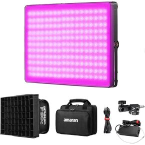 مصباح لوحة فيديو Aputure Amaran P60C RGBWW ، درجة حرارة اللون 2500K-7500K ، 60W ، CRI95+/TLCI 96+، 5900lux@1m، 10 تأثيرات ضوء، مع سوفت بوكس، تطبيق الدعم in Kuwait