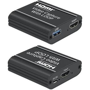 بطاقة التقاط فيديو ULBRE مع حلقة، HDMI إلى USB 2.0 عالية الوضوح 1080p 30 إطارًا في الثانية - سجل على كاميرا الفيديو DSLR أو الكمبيوتر للألعاب أو البث أو التدريس أو مؤتمر الفيديو أو البث المباشر in Kuwait