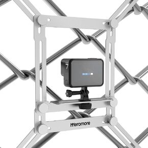 حامل سياج من الألومنيوم من Meromore لـ GoPro وiPhone والهواتف وكاميرا الحركة الرقمية، مشبك كاميرا خلفي مثالي لتسجيل البيسبول والكرة اللينة وألعاب كرة القدم