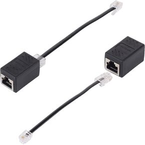 محول ايثرنت للهاتف، محول فيكال RJ45 RJ11، محول RJ45 الى RJ11، وصلة RJ11 ذكر الى RJ45 انثى، كيبل RJ45 الى RJ11، ايثرنت RJ45 8P8C الى خط سلك الهاتف RJ11 6P4C (عبوة من قطعتين، اسود) in Kuwait