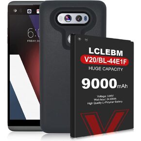 بطارية ممتدة 9000 مللي أمبير في الساعة LG V20، بطارية بديلة بوليمر ليثيوم أيون لهاتف LG V20، بطارية LG V20 ممتدة BL-44E1F مع حافظة TPU سوداء لهاتف LG H910 H918 V995 LS997 in Saudi Arabia