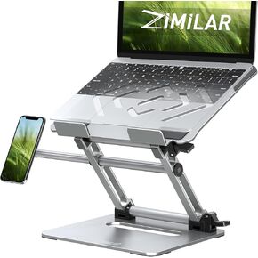 Zimilar Adjustable Laptop Stand, Portable Laptop Riser with Phone Holder Fits Laptops Up to 17 Inches, Foldable Laptop Stand for Desk Holds Up to 19lbs, Aluminum Ergonomic Notebook Stand, Silver in Kuwait