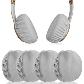 Geekria 2 Pairs Flex Fabric Headphones Ear Covers, Washable & Stretchable Sanitary Earcup Protectors for On-Ear Headset Ear Pads, Sweat Cover for Warm & Comfort (S/Grey)