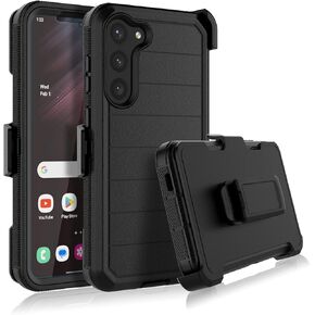 Njjex Rugged Case for Samsung Galaxy S23, for Galaxy S23 Case with Belt Clip Holster, Built-in Screen Protector Heavy Duty Shockproof Locking Swivel Holster Kickstand Hard Phone Cover [Orange] in Saudi Arabia