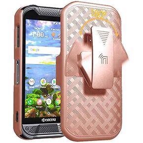 جراب Nakedcellphone مع مشبك متوافق مع هاتف Kyocera Duraforce Pro 2، [مداس أسود] غطاء مسند مضلع نحيف مع [دوار/سقاطة] مجموعة حافظة للحزام على الورك لـ E6910/E6920 in Kuwait
