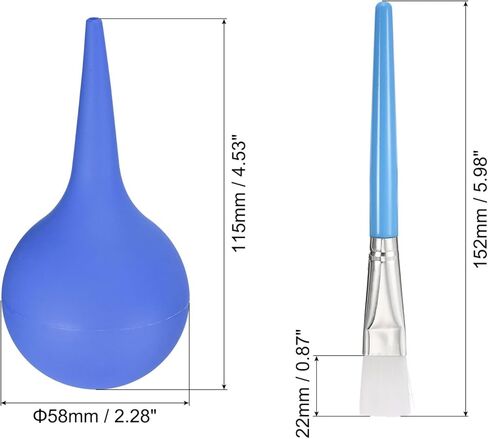 MECCANIXITY منفاخ هواء كروي مطاطي 90 مل، أداة تنظيف الدوائر، أداة تنظيف مع قطعتين من فرش النباتات النضرة، أداة بستنة بيضاء مقاس 5.98 بوصة للنباتات/لوحة المفاتيح in Kuwait