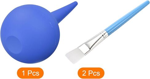 MECCANIXITY منفاخ هواء كروي مطاطي 90 مل، أداة تنظيف الدوائر، أداة تنظيف مع قطعتين من فرش النباتات النضرة، أداة بستنة بيضاء مقاس 5.98 بوصة للنباتات/لوحة المفاتيح in Kuwait