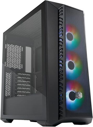لوحة أمامية من Cooler Master MasterBox 540 ARGB ATX Mid-Tower ARGB Ether، لوحة علوية قابلة للإزالة، لوحة مرآة داكنة أمامية، مداخل جانبية شبكية، زجاج مقسى، تدفق SickleFlow 120 مم PWM ARGB (MB540-KGNN-S00) in Kuwait