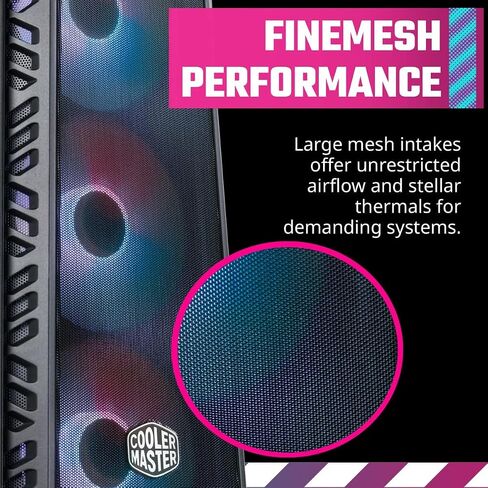 لوحة أمامية من Cooler Master MasterBox 540 ARGB ATX Mid-Tower ARGB Ether، لوحة علوية قابلة للإزالة، لوحة مرآة داكنة أمامية، مداخل جانبية شبكية، زجاج مقسى، تدفق SickleFlow 120 مم PWM ARGB (MB540-KGNN-S00) in Kuwait