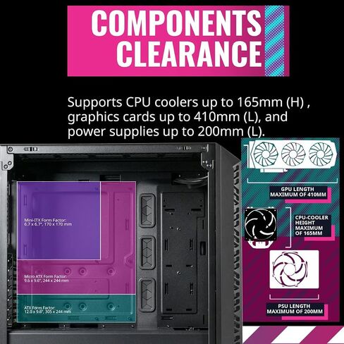لوحة أمامية من Cooler Master MasterBox 540 ARGB ATX Mid-Tower ARGB Ether، لوحة علوية قابلة للإزالة، لوحة مرآة داكنة أمامية، مداخل جانبية شبكية، زجاج مقسى، تدفق SickleFlow 120 مم PWM ARGB (MB540-KGNN-S00) in Kuwait