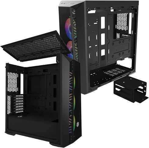لوحة أمامية من Cooler Master MasterBox 540 ARGB ATX Mid-Tower ARGB Ether، لوحة علوية قابلة للإزالة، لوحة مرآة داكنة أمامية، مداخل جانبية شبكية، زجاج مقسى، تدفق SickleFlow 120 مم PWM ARGB (MB540-KGNN-S00) in Kuwait