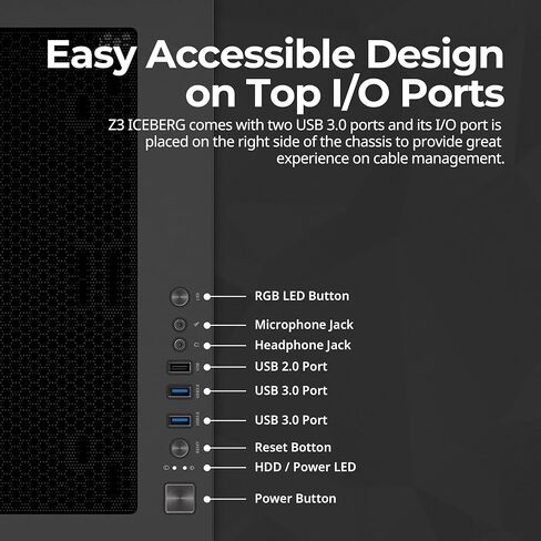 Zalman - حقيبة كمبيوتر Z3 Iceberg ATX Mid-Tower - 2 × مراوح ARGB 120 مم مثبتة مسبقًا - لوحة جانبية من الزجاج المقوى - 2 × 3.0 منافذ USB، أبيض in Kuwait