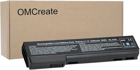 بطارية OMCreate 628666-001 628668-001 متوافقة مع HP EliteBook 8460P 8470P 8560P 8570P؛ HP ProBook 6470B 6570B 6460B 6560B 6360B، يناسب P/N CC06 CC06XL QK642AA [5200 مللي أمبير، 11.1 فولت، 6 خلايا] in Kuwait
