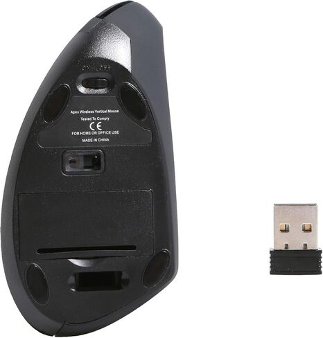 جيليد سوليوشنز ماوس لاسلكي عمودي مريح 2.4G لاسلكي من ابيكس - 3 اوضاع نقطة لكل بوصة - ازرار التالية/السابقة - التوصيل والتشغيل - مستقبل USB متضمن - اسود in Kuwait