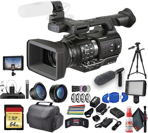 كاميرا باناسونيك AJ-PX270 microP2 المحمولة AVC-Ultra HD (AJ-PX270P) مع حقيبة مبطنة، ضوء LED، بطاقة ذاكرة 64 جيجابايت، حامل ثلاثي القوائم، شاشة خارجية 4K، ECM-VG1 وأكثر من ذلك بكثير in Kuwait