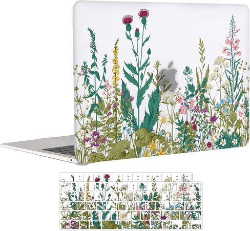 حافظة EkuaBot Flowers MacBook Pro مقاس 13 بوصة وغطاء لوحة المفاتيح (A2338 M1/A2289/A2251/A2159/A1989/A1706/A1708، إصدار 2016-2021)، حافظة صلبة متوافقة فقط مع MacBook Pro 13.3 in Saudi Arabia