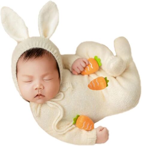 كيوت بيفوتو بدلة تصوير للاطفال حديثي الولادة بتصميم ارنب للاولاد والبنات الرضع من الكروشيه in Kuwait