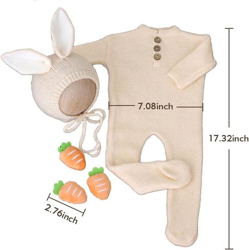 كيوت بيفوتو بدلة تصوير للاطفال حديثي الولادة بتصميم ارنب للاولاد والبنات الرضع من الكروشيه in Kuwait