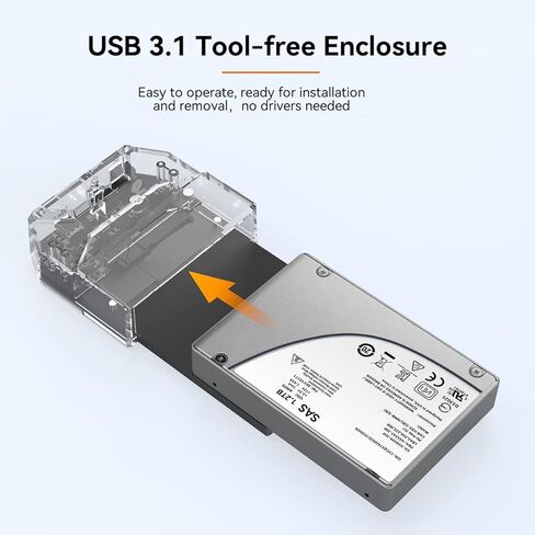 2.5 inch SAS SATA to USB 3.0 5Gbps External Hard Drive Enclosure Reader Adapter, for 2.5 inch SAS SATA HDD SSD with 12V/2A Power Adapter - K108SAS in Kuwait