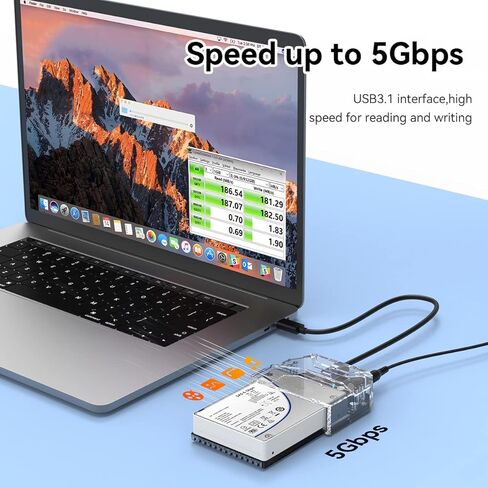 2.5 inch SAS SATA to USB 3.0 5Gbps External Hard Drive Enclosure Reader Adapter, for 2.5 inch SAS SATA HDD SSD with 12V/2A Power Adapter - K108SAS in Kuwait