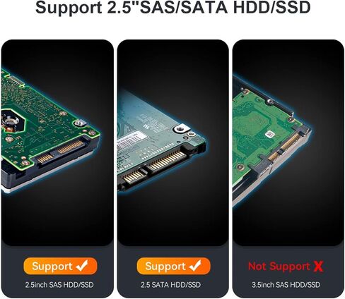 2.5 inch SAS SATA to USB 3.0 5Gbps External Hard Drive Enclosure Reader Adapter, for 2.5 inch SAS SATA HDD SSD with 12V/2A Power Adapter - K108SAS in Kuwait