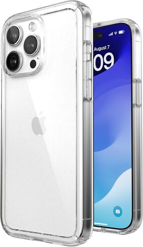 Speck Clear iPhone 15 Pro Max Case - Slim, Drop Protection - Scratch Resistant, Anti-Yellowing, 6.7 Inch Phone Case - GemShell Clear/Platinum Glitter in Saudi Arabia