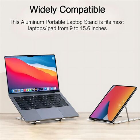 حامل كمبيوتر محمول للمكتب، حامل كمبيوتر محمول قابل للطي، حامل كمبيوتر محمول قابل للتعديل، حامل كمبيوتر محمول من الألومنيوم المحمول مريح قابل للتعديل، حامل كمبيوتر محمول، حامل كمبيوتر محمول Macbook، متوافق مع أجهزة الكمبيوتر المحمولة مقاس 9-15.6 بوصة in Kuwait